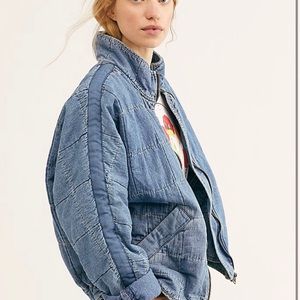 Free people quilted dolman denim jacket